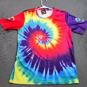 OCG Mens Tie Dye Peace Love Rainbow Cycling Performance T-Shirt Medium New